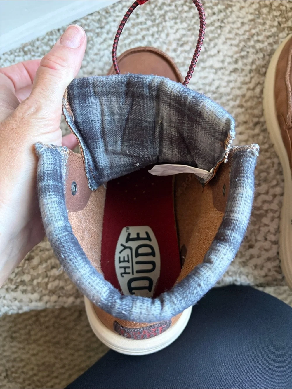 Hey Dude Brown Kids Lace-Up Boot with Red Accents
